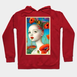 Pop Surrealism Painting of flowers California Poppy girl botanical floral poppies Hoodie